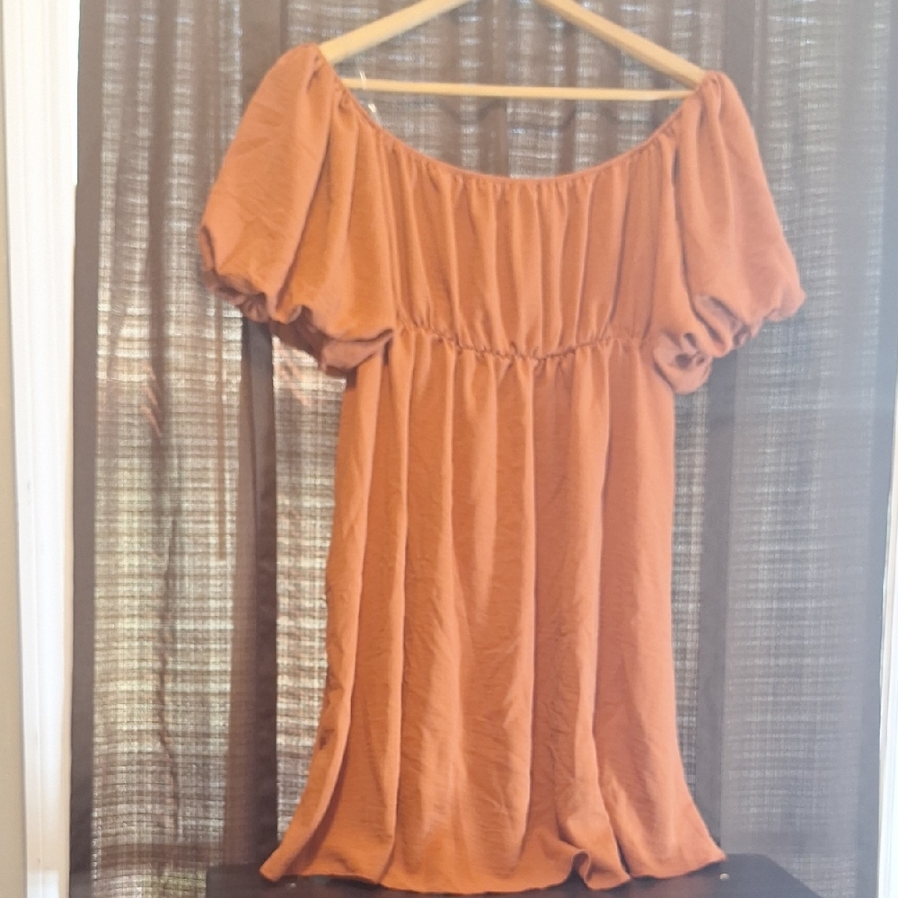 See You Monday Rust Off-Shoulder Mini Dress